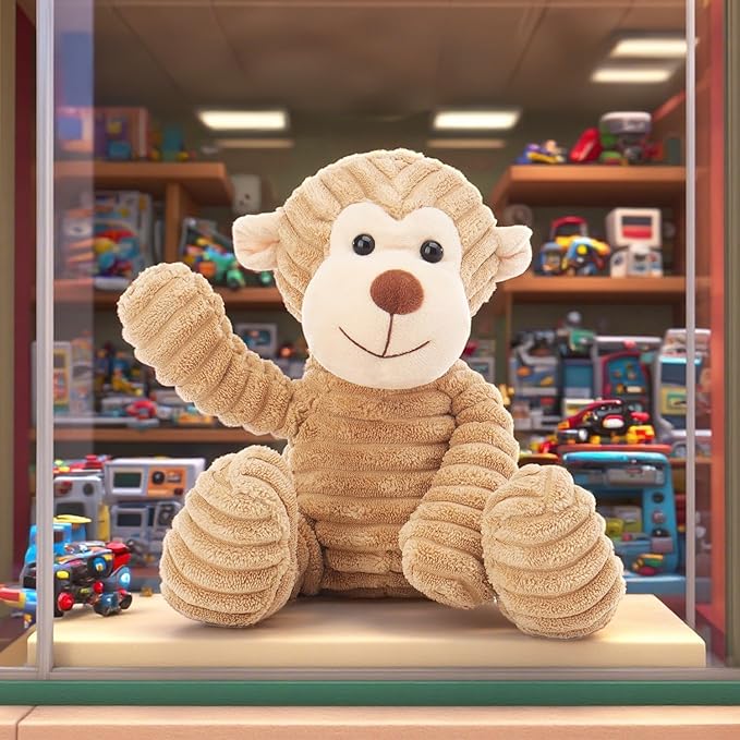 Apricot Lamb Toys Plush Corduroy Monkey Stuffed Animal Soft Cuddly Perfect for Child (Medium, 12 Inches)