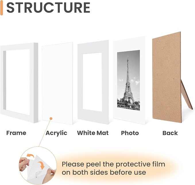 upsimples 4x6 Picture Frame Set of 10, Display Pictures 3.5x5 with Mat or 4x6 Without, Multi Photo Frames Collage for Wall or Tabletop Display, White | Fit 3.5x5 and 4 x 6 Photos, Wall or Tabletop Display, For Gallery Hallway Living Room, For Christmas...