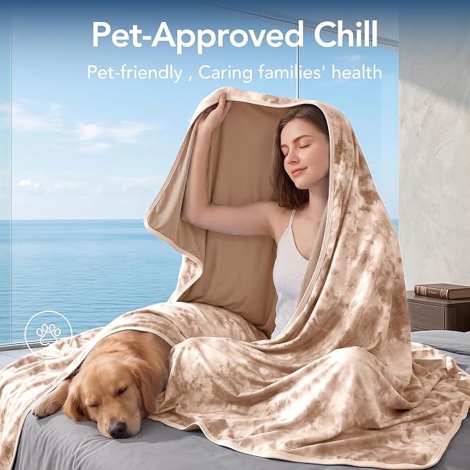 Cooling Blanket Throw 50"x70" for Hot Sleepers | Cold Summer Soft Blanket for Bed Couch and Travel Absorbs Heat Q-Max>0.35 Cool Lightweight Throw for Night Sweats Menopause