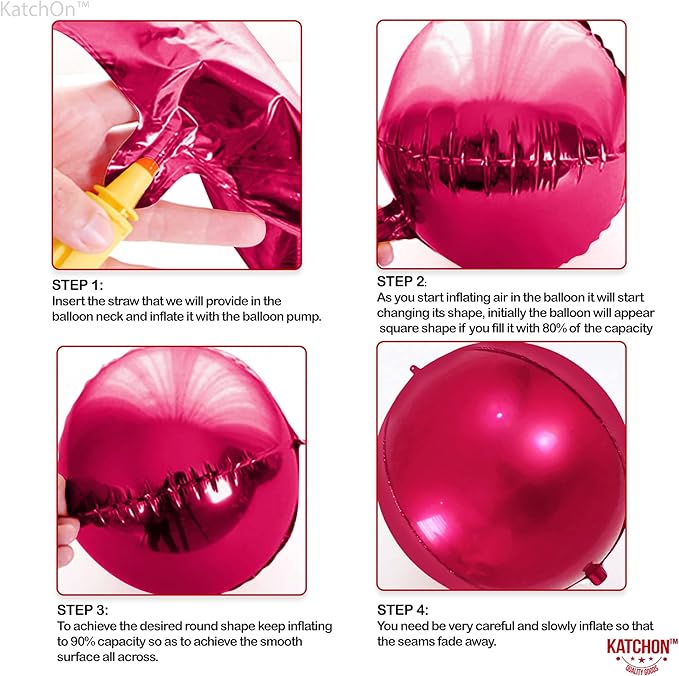KatchOn, Large Pink Round Foil Balloons Set - 22 Inch, Pack of 6 | Metallic Hot Pink Balloon for pink Theme Birthday Decorations | Metallic Balloons | Mylar Balloon for Wedding Decoration