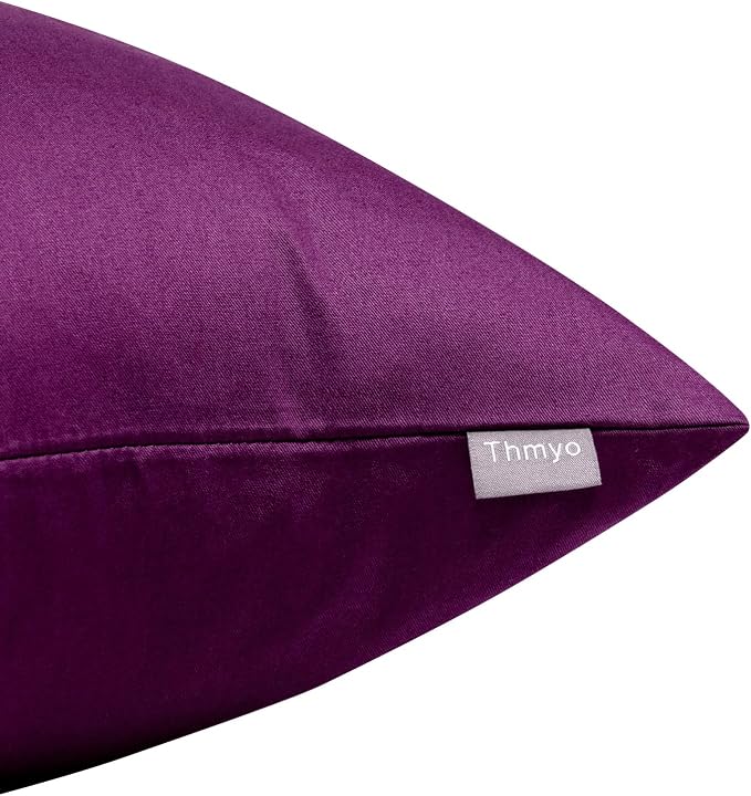 4-Pack 100% Cotton Comfortable Solid Decorative Throw Pillow Case,Thmyo Square Cushion Cover Pillowcase Sublimation Blank Pillow Covers DIY Throw Pillowcase(20x20 inch/ 50x50cm,Dark Reddish Purple)