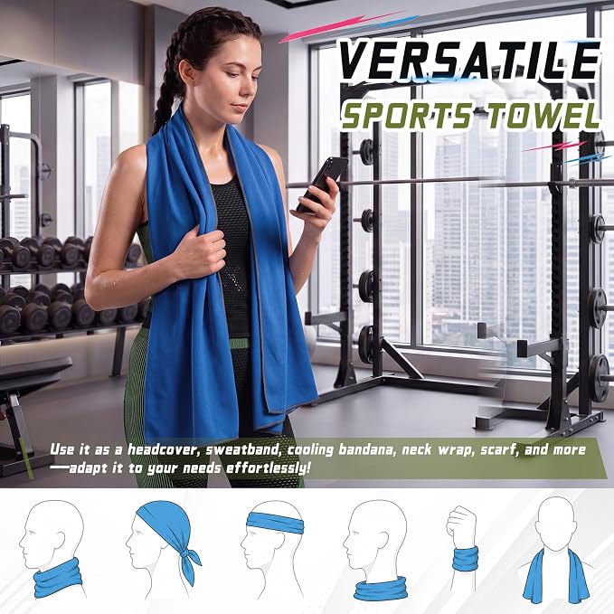 Mixweer 4 Pack Gym Microfiber Bath Towels 63"x32" Extra Large Shower Towel Lightweight Oversized Fast Drying Bathtowel for Gym Sports Travel Camping(Royal Blue, Military Green, Dark Gray, Medium Gray)
