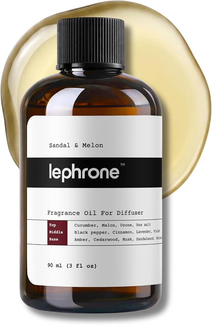 Essential Oil for Waterless Diffusers, Premium Aroma Oil for Home Scenting, Fragrance Oils for Cold Air and Ultrasonic, Pure, Hotel Luxury, Aromatherapy 3 fl oz (Sandal & Melon)