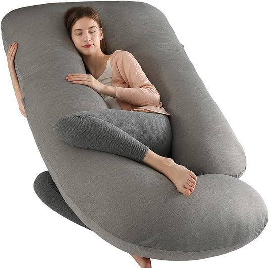 Elover Cooling Pregnancy Pillows for Sleeping,U Shaped Full Body Pillow with Removable Cover,Pregnant Women Must Haves,Maternity Essential,Black Grey