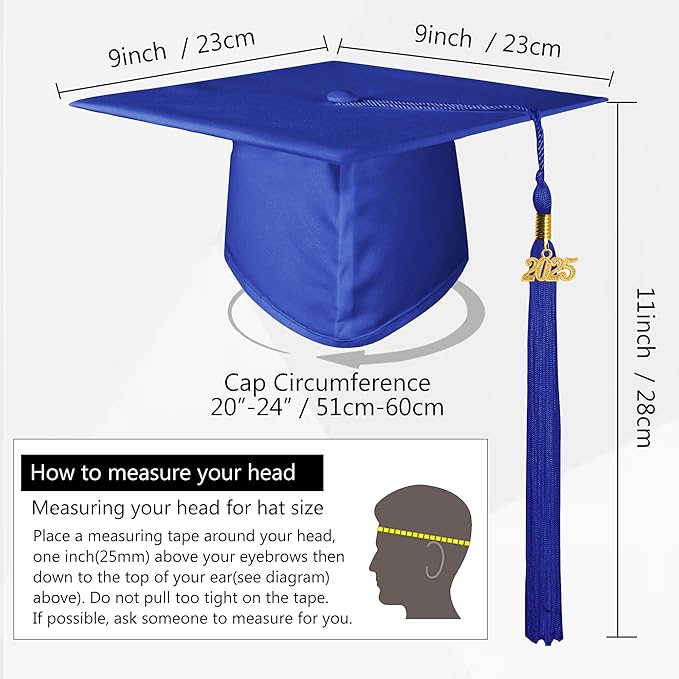 GraduationMall Matte Graduation Gown Cap Tassel Set 2025 for High School and Bachelor