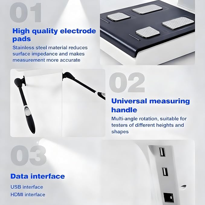 Weight Loss Analysis Machine Touch Bioimpedance Analysis Machine, Smart Body Composition Health Assessment Body Scanner, Height Body Fat Analyzer