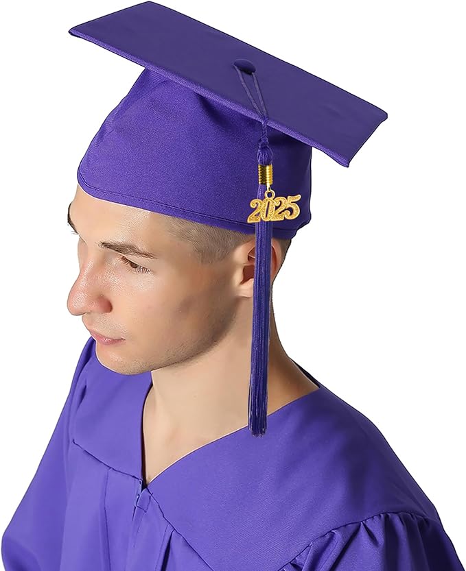 GraduationMall Matte Graduation Gown Cap Tassel Set 2025 for High School and Bachelor