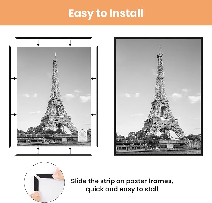 upsimples 27x40 Poster Frame, Easy Slide-In Assembly, Black, 3 Pack | Gallery Wall 27 x 40 Picture Frames Set for Family, Wedding, Christmas, Easy to Change Photos