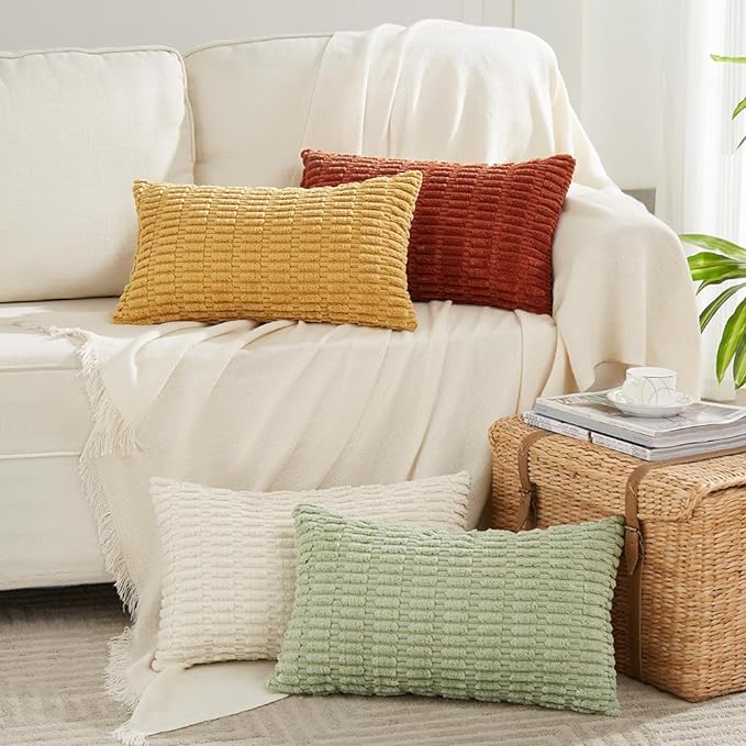 Fancy Homi 4 Packs Decorative Throw Pillow Covers for Living Room Couch Bed, Modern Farmhouse Boho Home Décor Accent Cushion Case, 20" x 12", Fall