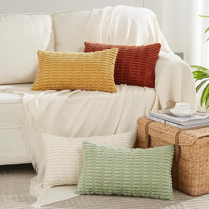 Fancy Homi 4 Packs Decorative Throw Pillow Covers for Living Room Couch Bed, Modern Farmhouse Boho Home Décor Accent Cushion Case, 24" x 12", Fall