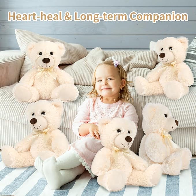 MorisMos Small Teddy Bear Bulk 6 Packs Teddy Bear Stuffed Animal 14" Teddy Bear Plush Toys for Kids, Girls, Birthday Wedding Party, Cream