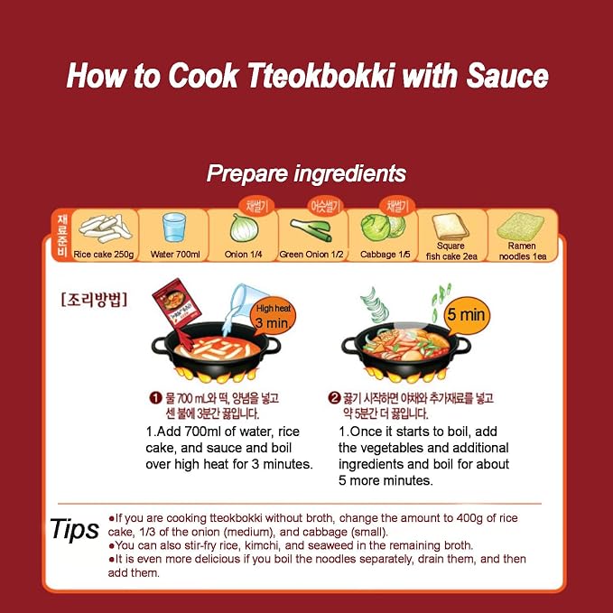 Minecook Shindang-dong Spicy Tteokbokki Sauce 떡볶이 소스, Rich, Savory Soup Base with Gochujang & Chunjang, Seasoning for Asian Cuisine Easy to Cook Korean Snack, K-Food_12.68 oz (180g x 2ea)