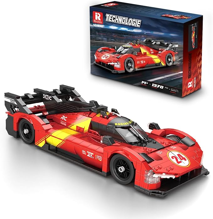 Reobrix Super Sports Car Building Blocks Sets, 1:16 Le Mans Racing Car Model Building Toy Supercar Building Sets for Adult Collection Display for Home Office Gift for Motorsport Fans Adults (1370PCS)