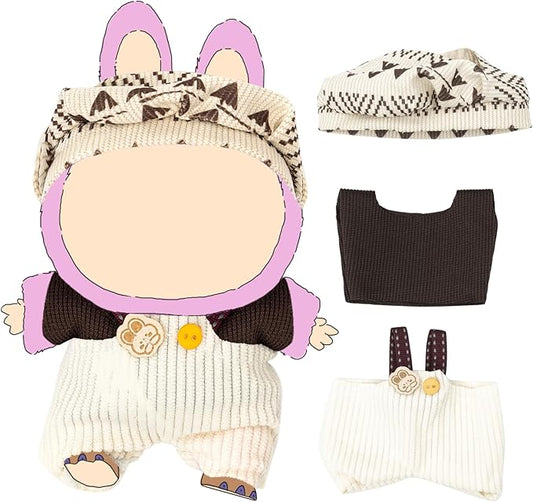 Clothes for 17cm Dolls(NO Doll) Outfit with Accessories Suit Cute Stylish Dress Up Set Striped Cute Outfit
