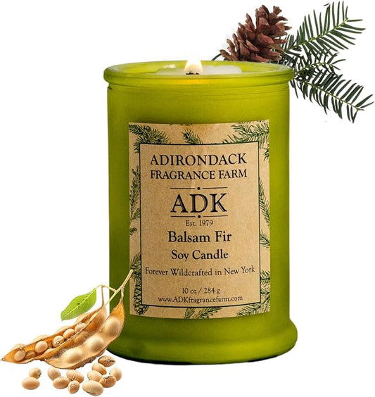 Adirondack Fragrance & Flavor Farm Balsam & Fir Scented Candle 10 Oz | Proudly Poured in The USA, Natural Aromatherapy Wax for Relaxation, Home Décor, Kitchen, Gift and Living Spaces
