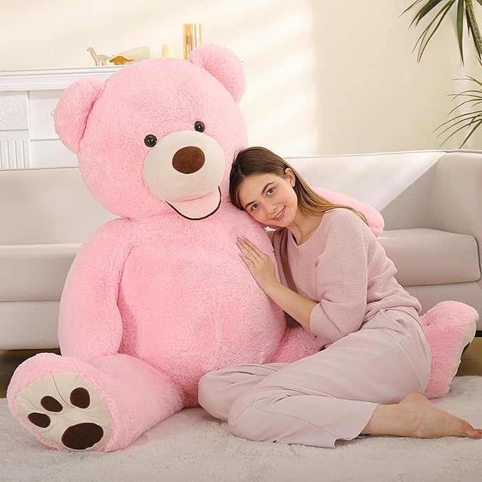 MaoGoLan Giant Pink Teddy Bear 5 Foot Stuffed Animal - Adorable Smiling Face Large Teddy Bear Plush - Life Size Teddy Bear Gift for Valentines,Anniversary,Birthday