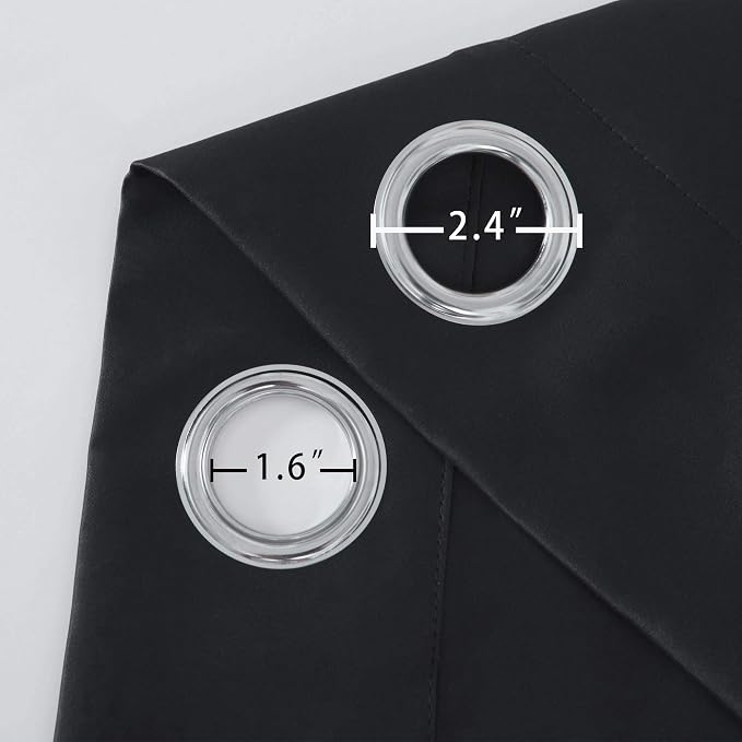 LEMOMO Blackout Curtains 52 x 108 inch/Black Curtains Set of 2 Panels/Thermal Insulated Room Darkening Bedroom Curtains