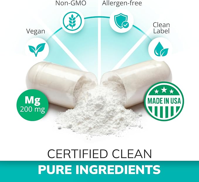 Balancebreens Magnesium Glycinate 200mg - Magnesium Bisglycinate Chelated Supplements for High Absorption - Non GMO and Gluten Free Gentle on Stomach for Restful Sleep and Muscle Support, 120 Count