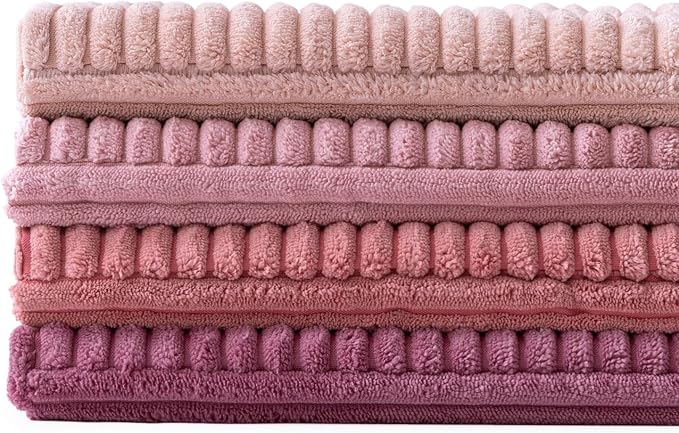 MIULEE Aesthetic Pink Throw Pillow Covers 18x18 Inch Set of 4 Spring Decorative Coquette Cushion Cases Cute Gradient Pillow Cases Corduroy Home Decor for Couch Sofa Living Room Bed Valentine Decor