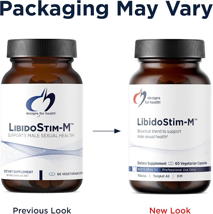 Designs for Health LibidoStim-M - Formula for Men with Tribulus, DIM + Horny Goat Weed - Non-GMO + Gluten Free Herbal Supplement to Help Maintain Normal Testosterone (60 Capsules)