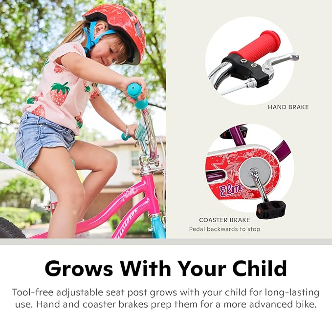 Schwinn Elm and Koen Bike or Balance Bike, 12-18 Inch Bike for Kids Ages 2-13, Black, Blue, Red, Teal, Pink or Purple, SmartStart Ergonomic Design, Adjustable Seat Grows with Child, Training Bicycle