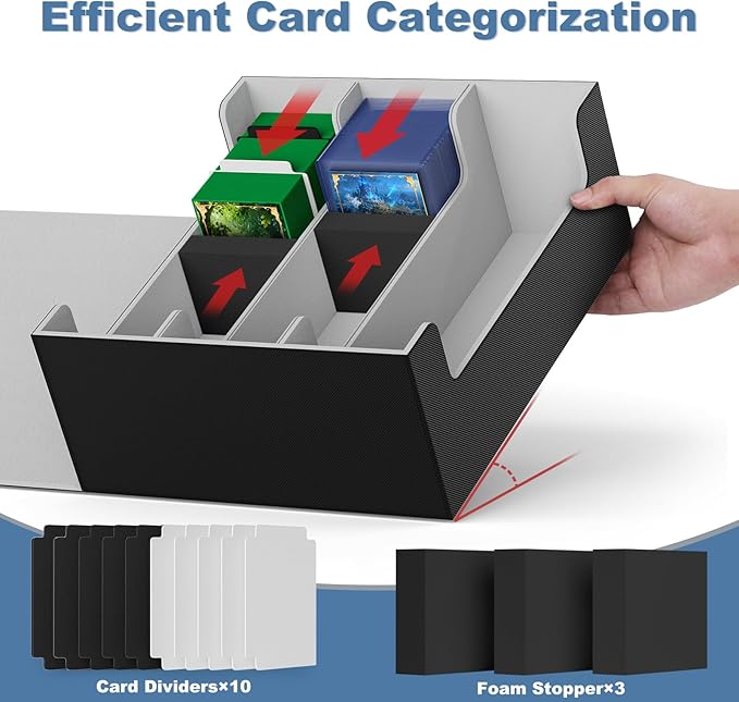 Mlikero Card Deck Case for Trading Cards 1800+, Trading Card Storage Box Fits Toploader and Magnetic Card Holder, Leather Magnetic Closure Deck Box Fit for MTG, TCG
