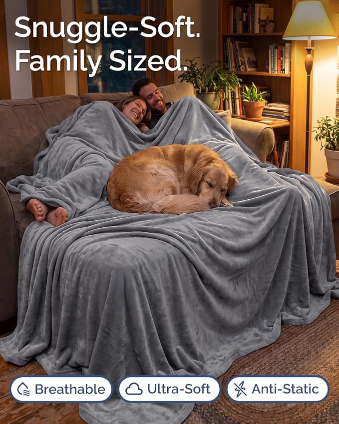 Ultra Soft Fleece Blanket Giant Blanket Size - Flannel Fleece Luxury Blanket - Lightweight for Couch Bed Chair - Thick, Warm and Breathable - All Season Cozy, Dark Grey