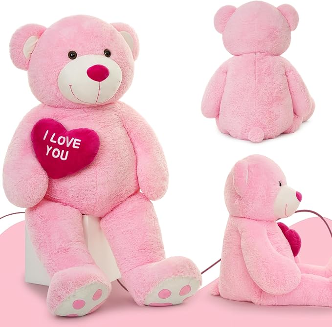 MaoGoLan Giant Teddy Bear 6 Feet- I Love You Red Heart Big Pink Teddy Bear Stuffed Animal - Huge Valentines Teddy Bear for Girlfriend,Boyfriend,Wife,Lover - Anniversary, Birthday