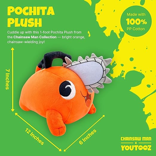 Youtooz Pochita 1FT Plush, Official Licensed Plush from Anime Chainsaw Man by Chainsaw Man Pochita Collection