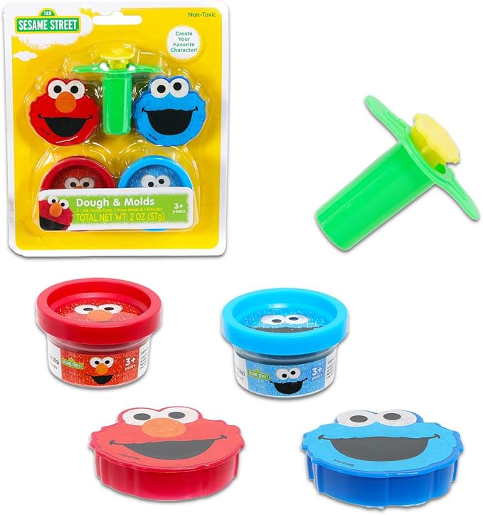 Sesame Street Dough Play Set - 39 Pc Bundle of Moldable Dough Tubs, Tools, Write-and-Wipe Book, More | Alphabet Activities for Kids | Styles May Vary