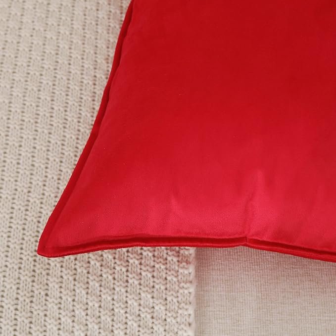 JIAHANNHA Velvet Red Throw Pillow Covers 24”x24”Pack of 2 Soft Decorative | Square Cushion Covers for Couch Sofa Bed Livingroom Car Home Decor,60x60Cm