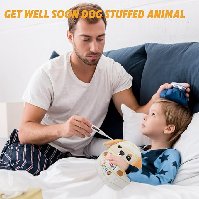 Get Well Soon Dog Plush – Adorable Labrador Stuffed Animal with Bandage Theme, Perfect Get Well Gift for Loved Ones 9 Inch