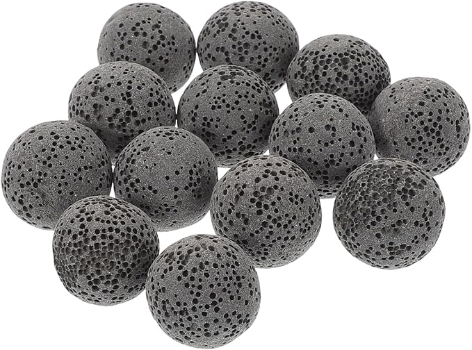 VILLCASE 20 Pcs Lava Rock Essential Oil Diffuser Stones (16mm), Natural Porous Volcanic Passive Diffuser Rocks for Aromatherapy, Black Unscented Stone Beads for Home, Car and Office Scenting