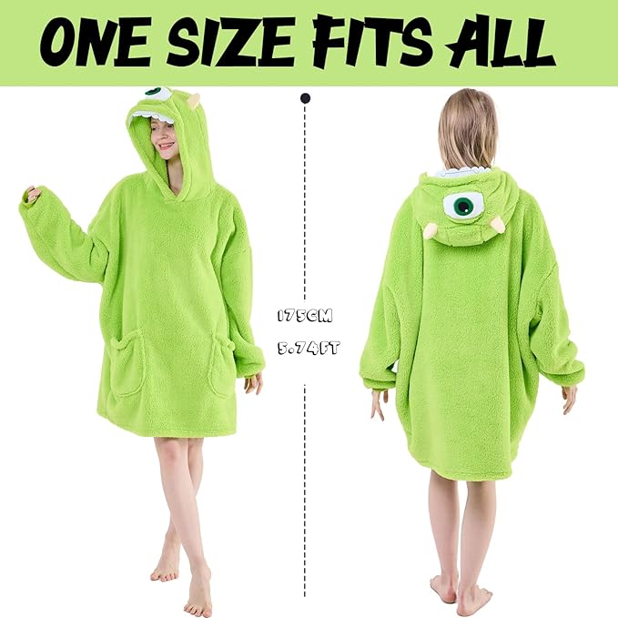 NEWCOSPLAY Wearable Blanket Hoodie Sherpa Hoodie Blanket for Women Men Warm Oversized Sweatshirt with Pockets