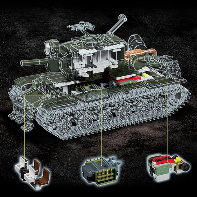 39027 WW2 KV-2 Heavy Tank Building Blocks Set, 2235 Pcs MOC Creative Modular Tank Bricks, Ideal Gift for Military Enthusiasts, Historical Collection Model for Teens and Adults