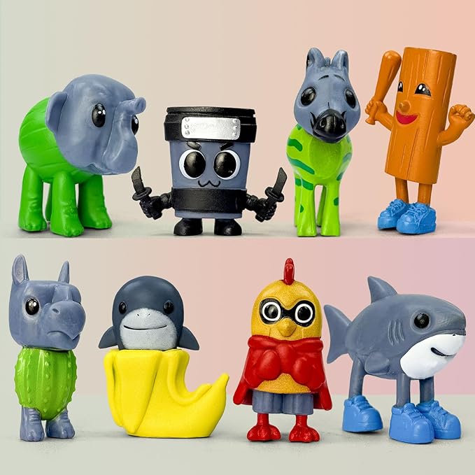 8Pcs Italian Brainrot Action Figures,Tralalero Travala Toy Set Tralalero Travala,Tung Tung Tung Sahur, Brr Brr Patapim - Brainrot fidget Toys,Decorations Gifts for Office Room Figurine Decor (8PCS-C)