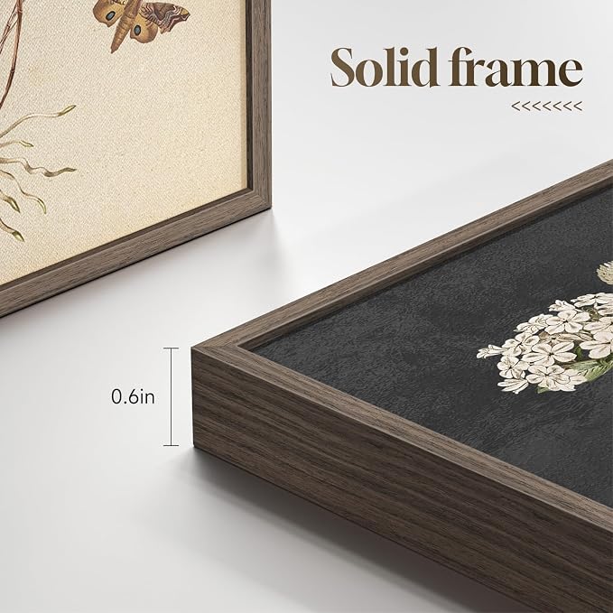 Framed Vintage Botanical Floral Wall Art for Bathroom, 4 Piece 8x10 In | Farmhouse wall decor, Flower pictures, Rustic retro paintings, Ready to hang canvas prints, Kitchen bedroom home decor