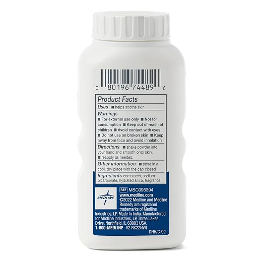 Medline Remedy Essentials Cornstarch Powder (1.5 oz Bottle), Fresh Scent, Talc Free, Travel Size, Skin Care, Absorbs Sweat, Soothes, Reduces Friction & Chafing, for Adults, Feet, Groin