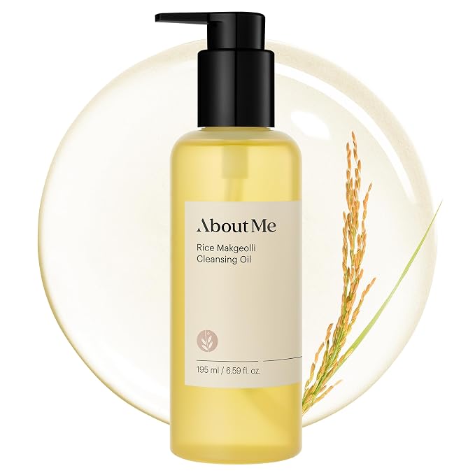 About Me Korean Rice Cleansing Oil with Makgeolli Ferments, 6.59 fl oz | Tested to Remove 99.4% of Sunscreen Residue, 10,000 ppm Rice Bran Oil, 4-Part Ferments, Milky Rinse, No Synthetic Fragrance