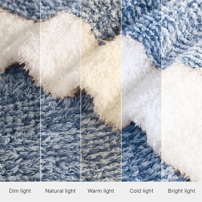 Soft Twin Blanket for Bed-Cozy Warm Reversible Knitted Blankets | Lightweight Fluffy Decor for Women, Mom, Her & Girls, Sofa, Chair, Couch, 60x80in, Cationic Dyeing Blue