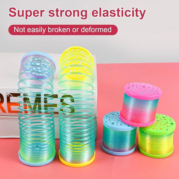 8 Pack Glow Coil Spring Toy, Mini Springs Rainbow Magic Fidget Toys for Kids Boys Girls, Glow in the Dark Party Favors, Projection Star Night Light toy Carnival Prize, Pinata Fillers for Toddlers