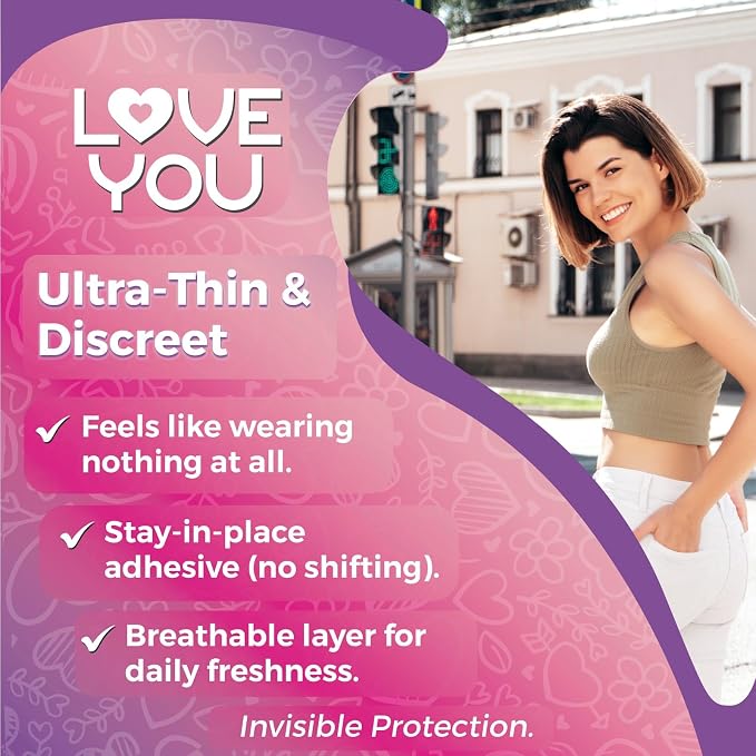 Love You Multistyle Liners – 50 Count – Ultra Thin & Breathable Daily Liners for All Underwear Styles, Including Thongs – Fragrance-Free & Hypoallergenic