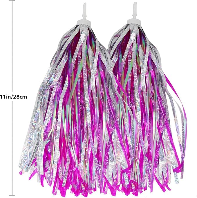 PLATT Kid's Bicycle Handlebar Streamers Colorful Ribbons Tassel for Girls Boys Bicycle Handlebar Scooter Handgrip (1Pair) (shiny pink)