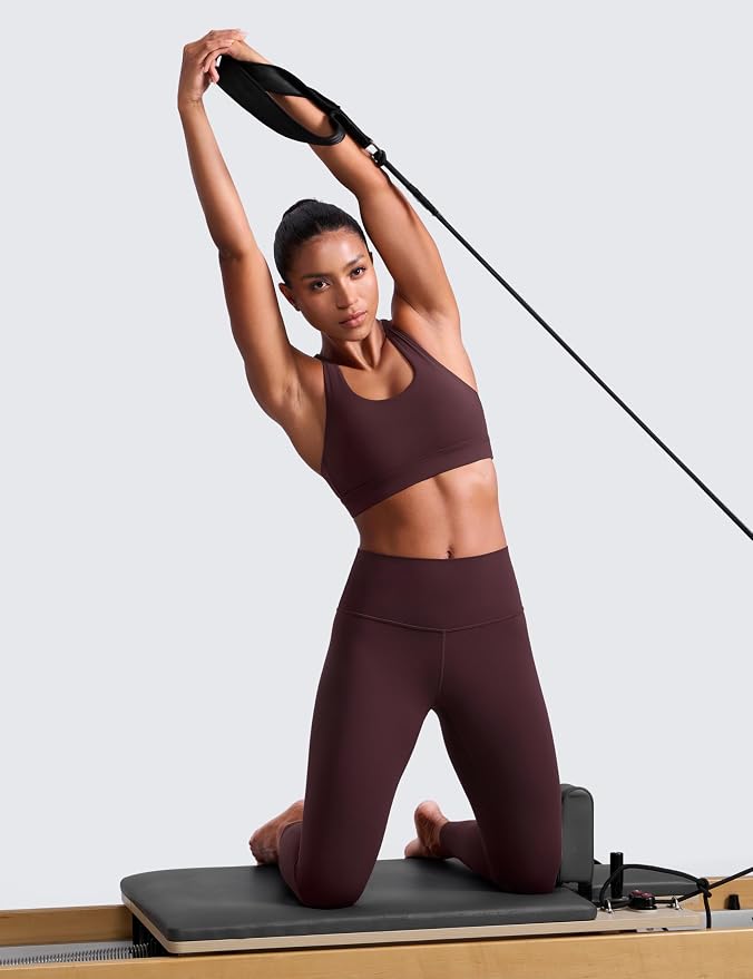 CRZ YOGA Butterlift Wide Criss Cross Straps Supportive Sports Bras for Women - Medium Impact Strappy Gym Padded Workout Top