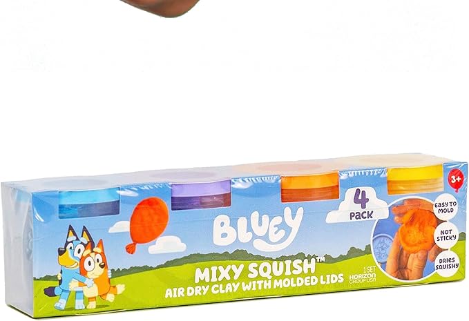 Bluey Mixy Squish Air-Dry Clay with Molded Lids, 4-Pack