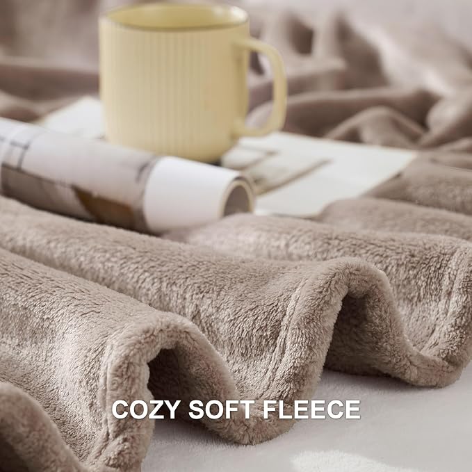 Hansleep Full Mocha Brown Fleece Blanket, Soft Flannel Bed Blanket | Fuzzy Cozy Blanket 84x90 Inches, Multi-use for Bed, Sofa, Couch, Travel, Camping, All Season Warm Lightweight Cover