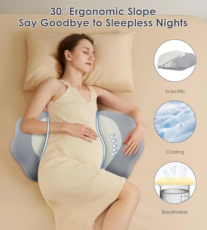 Memory Foam Pregnancy Pillows for Sleeping, Side Sleeper Maternity Pillow Support for Back Belly HIPS, Adjustable Wedge Pillow for Pregnant Women, Side Sleeping Pregnant Pillows with Pillowcase
