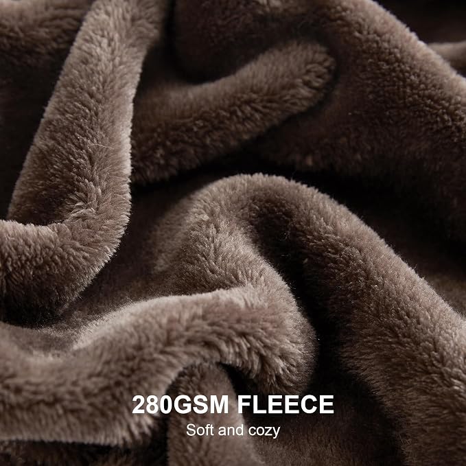 Hansleep Throw Brown Fleece Blanket, Soft Flannel Bed Blanket | Fuzzy Cozy Blanket 50x60 Inches, Multi-use for Bed, Sofa, Couch, Travel, Camping, All Season Warm Lightweight Cover