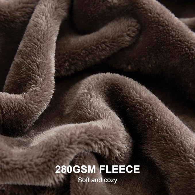 Hansleep King Brown Fleece Blanket, Soft Flannel Bed Blanket | Fuzzy Cozy Blanket 90x108 Inches, Multi-use for Bed, Sofa, Couch, Travel, Camping, All Season Warm Lightweight Cover