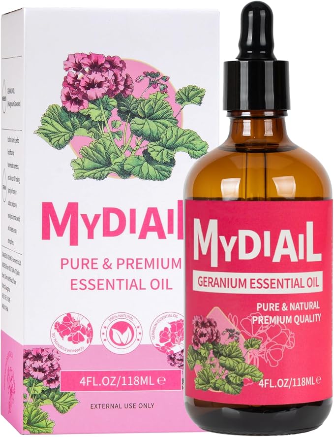 Geranium Essential Oil 118ml Geranium Oil Natural & Premium Grade for DIY Skin Products, Diffuser, Aromatherapy, Massage, Soap & Candle Making, Bath, Homemade Freshener - 4fl oz